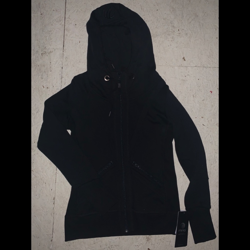 Stitch Fix Zip Up Black Hooded Jacket ladies Med